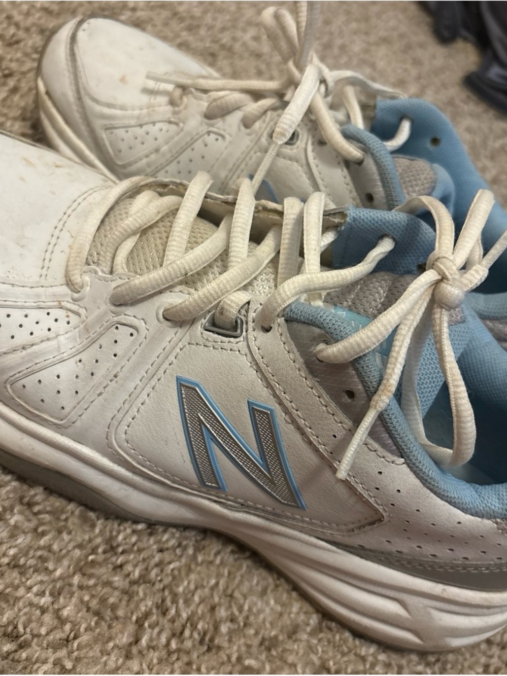 New Balance Kids White Sneakers with Light Blue Accents